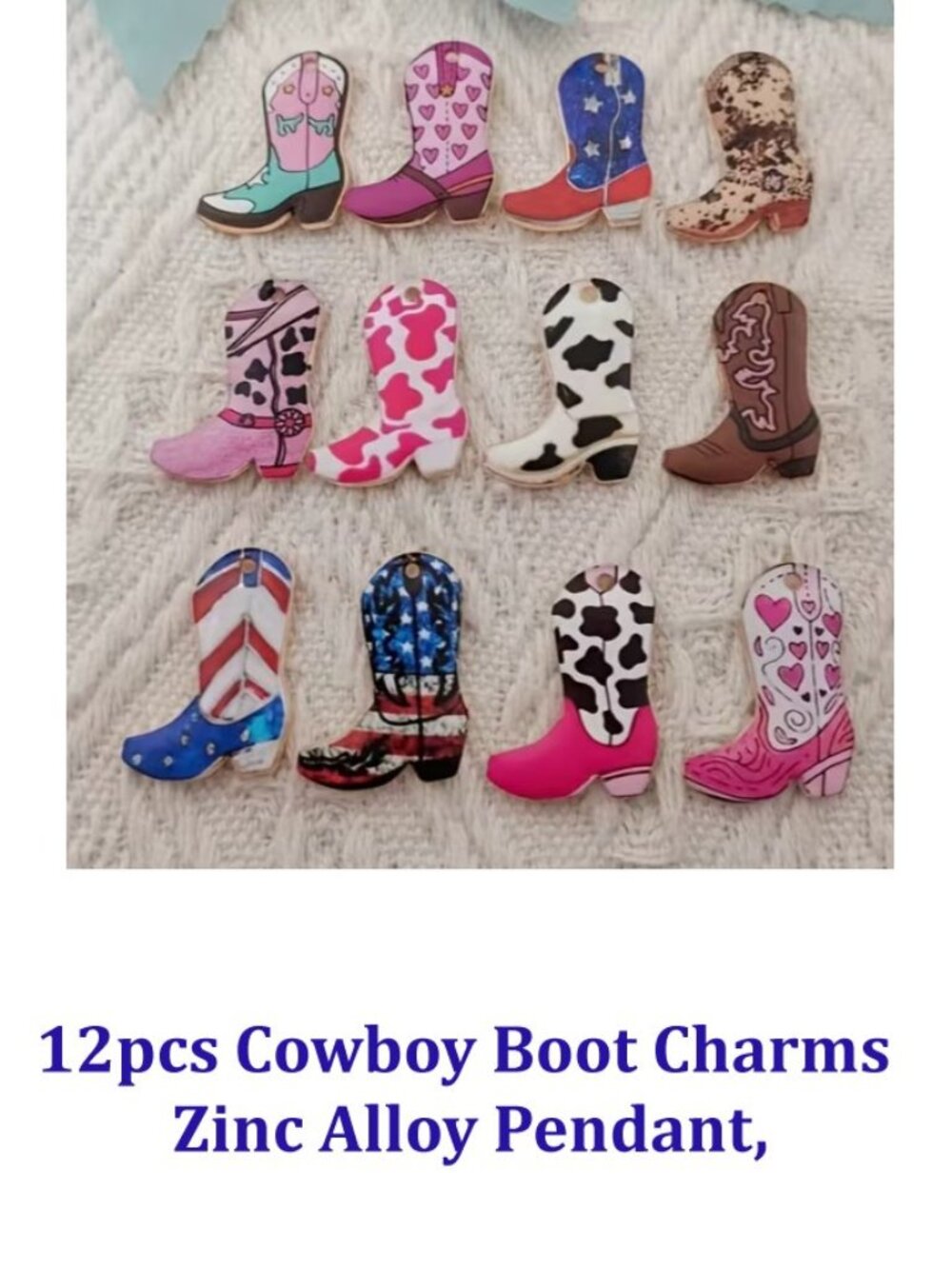 12pcs Cowboy Boot Charms  Zinc Alloy Pendant